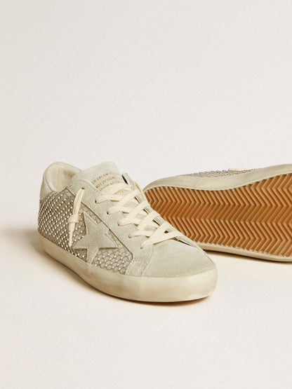 Women’s Super-Star with gray suede star and Swarovski crystal mesh - Golden Goose Women