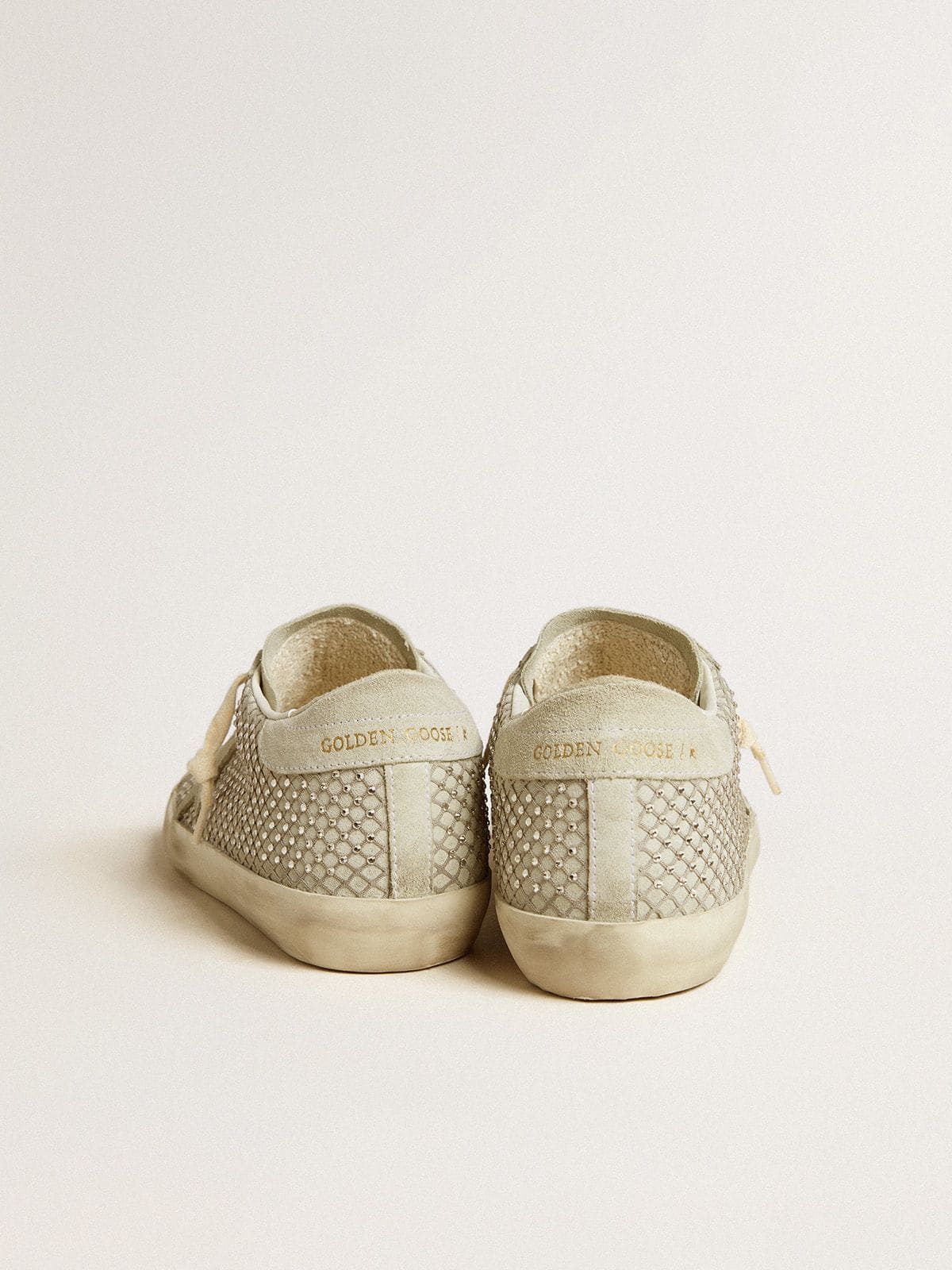 Women’s Super-Star with gray suede star and Swarovski crystal mesh - Golden Goose Women