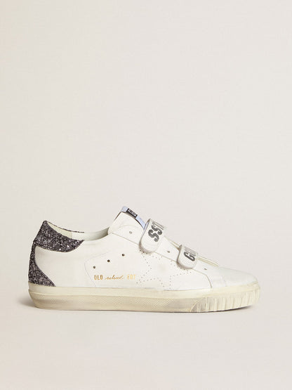 Bio-based Old School with perforated star and glitter heel tab - Golden Goose Women