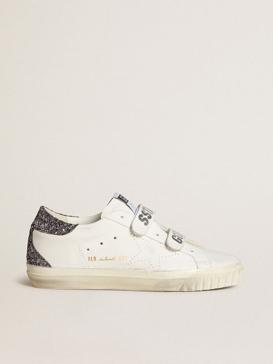 Bio-based Old School with perforated star and glitter heel tab - Golden Goose Women