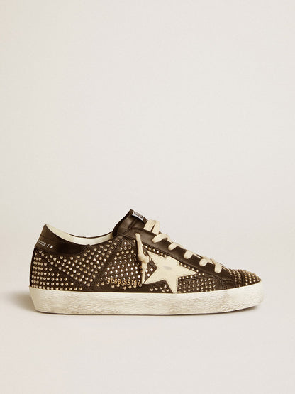 Women’s Super-Star in studded black nappa with white leather star - Golden Goose Women