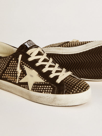 Women’s Super-Star in studded black nappa with white leather star - Golden Goose Women