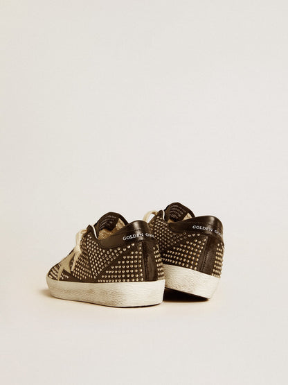 Women’s Super-Star in studded black nappa with white leather star - Golden Goose Women