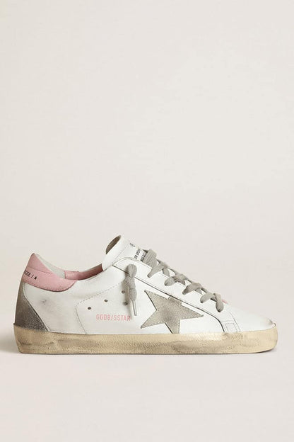 Women's Super-Star with gray suede star and pink leather heel tab - Golden Goose Women