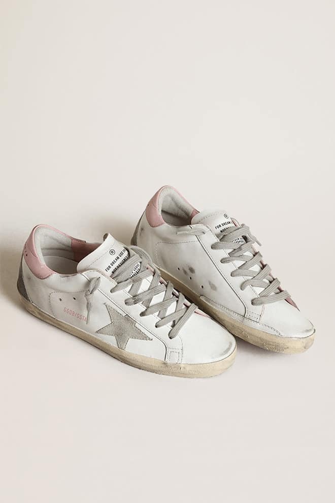 Women's Super-Star with gray suede star and pink leather heel tab - Golden Goose Women