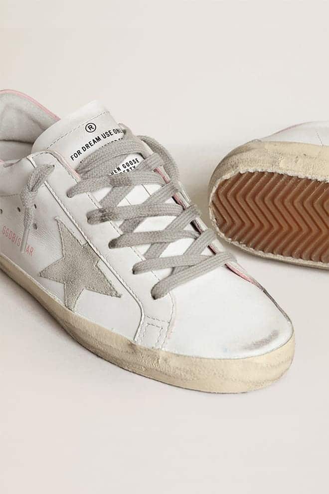 Women's Super-Star with gray suede star and pink leather heel tab - Golden Goose Women