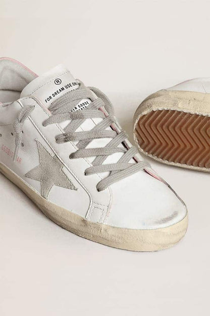 Women's Super-Star with gray suede star and pink leather heel tab - Golden Goose Women