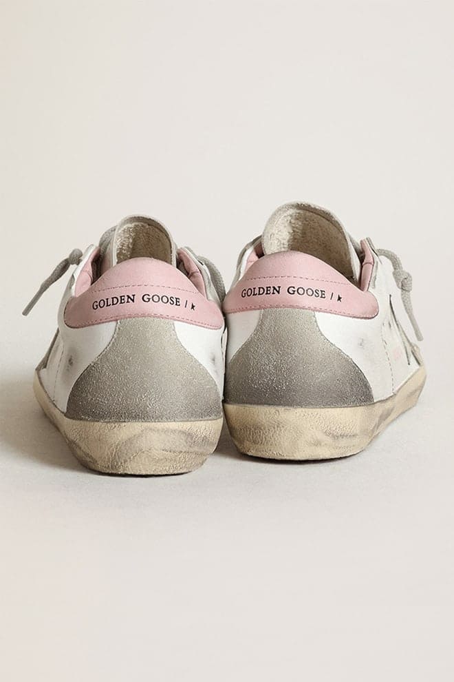 Women's Super-Star with gray suede star and pink leather heel tab - Golden Goose Women