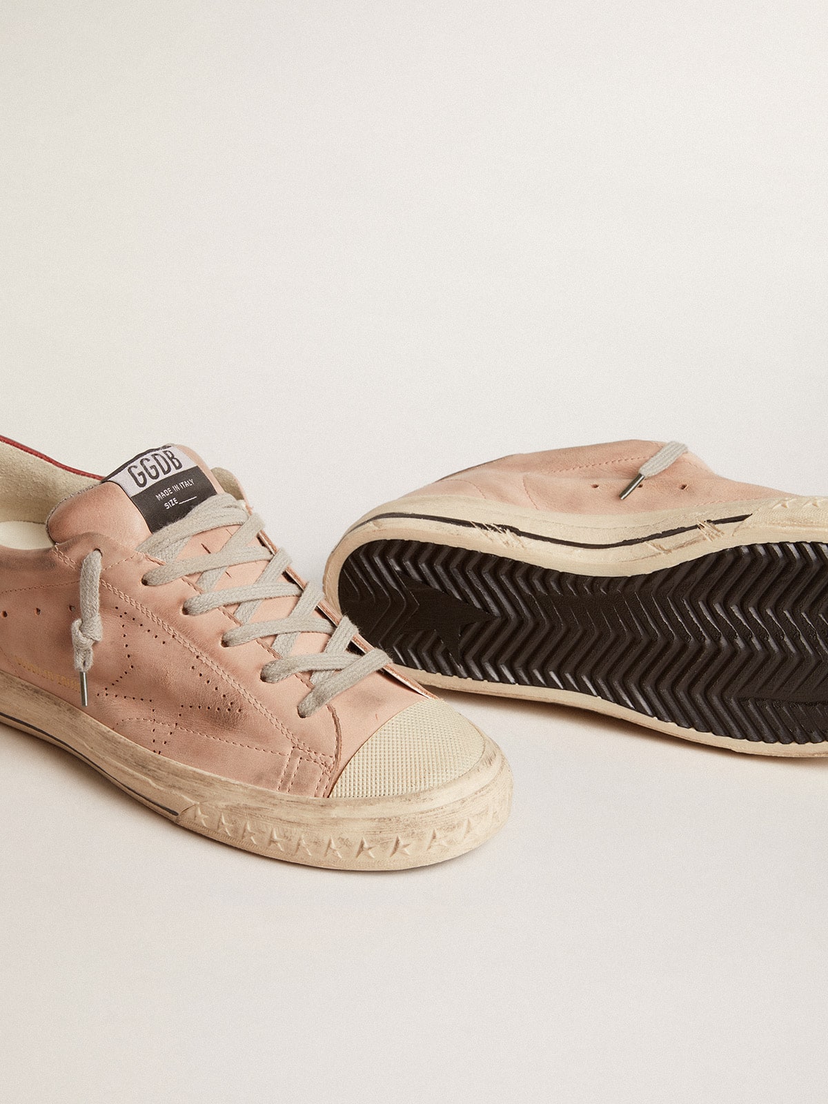 Super-Star LTD in pink nubuck with perforated star and leather heel tab - Golden Goose Women