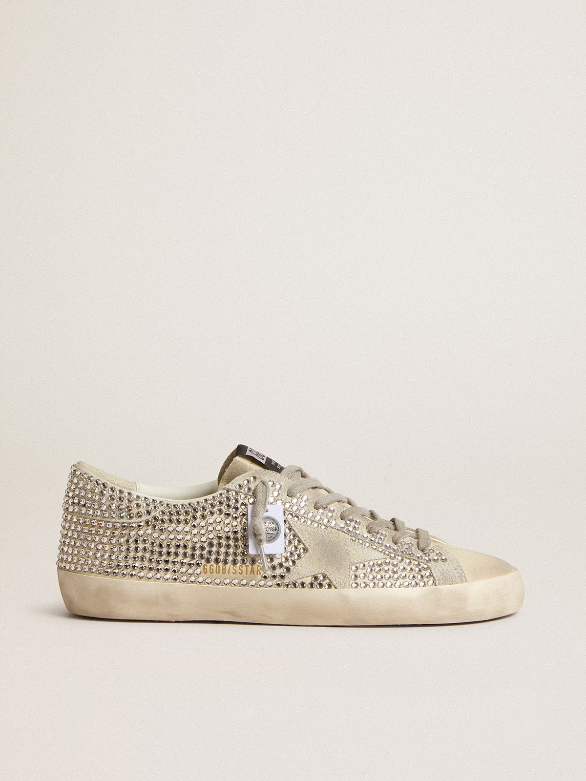 Super-Star in nubuck with Swarovski crystals and ice-gray suede star - Golden Goose Women