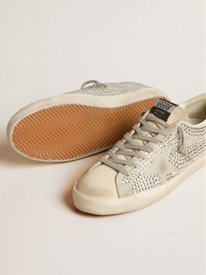 Super-Star in nubuck with Swarovski crystals and ice-gray suede star - Golden Goose Women