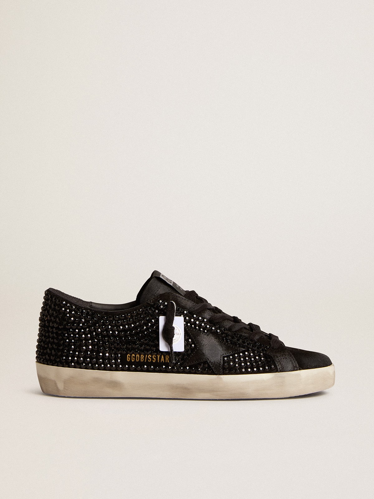 Super-Star in black suede with Swarovski crystals and black suede star - Golden Goose Women