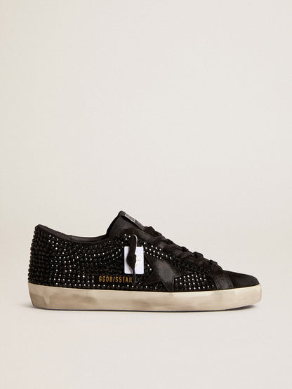 Super-Star in black suede with Swarovski crystals and black suede star - Golden Goose Women