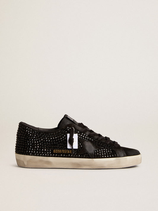 Super-Star in black suede with Swarovski crystals and black suede star - Golden Goose Women