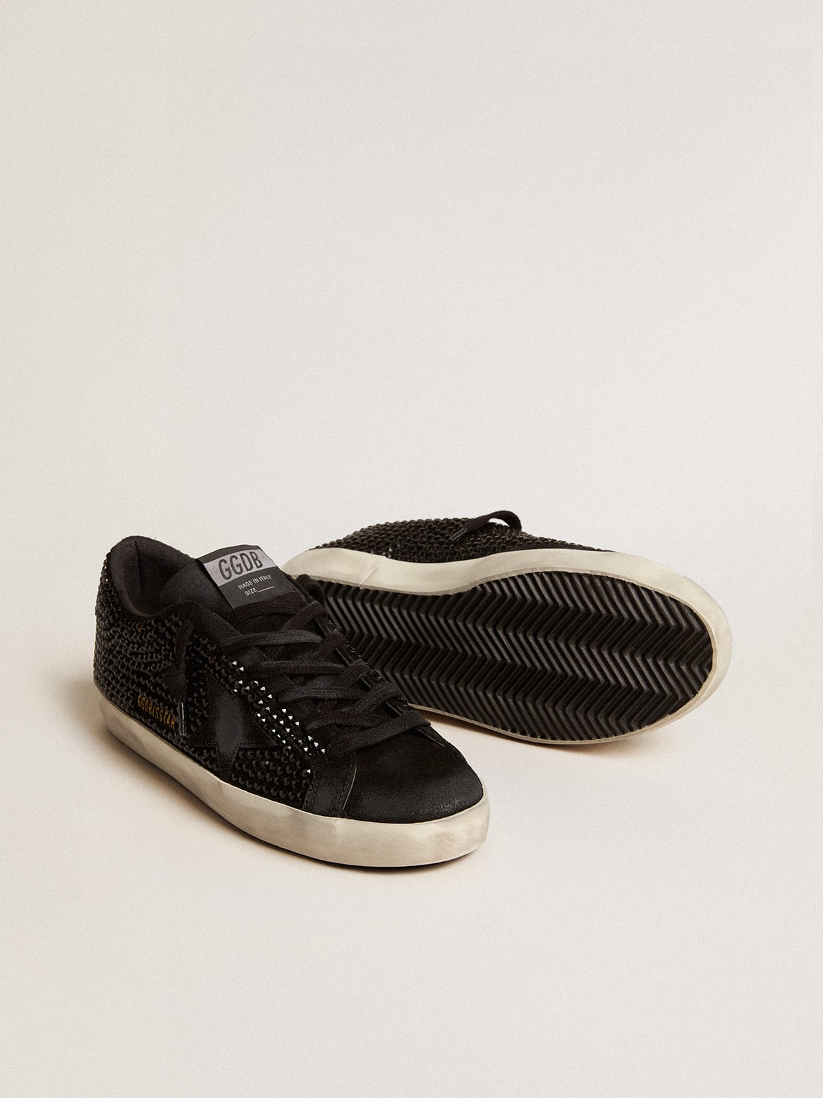 Super-Star in black suede with Swarovski crystals and black suede star - Golden Goose Women