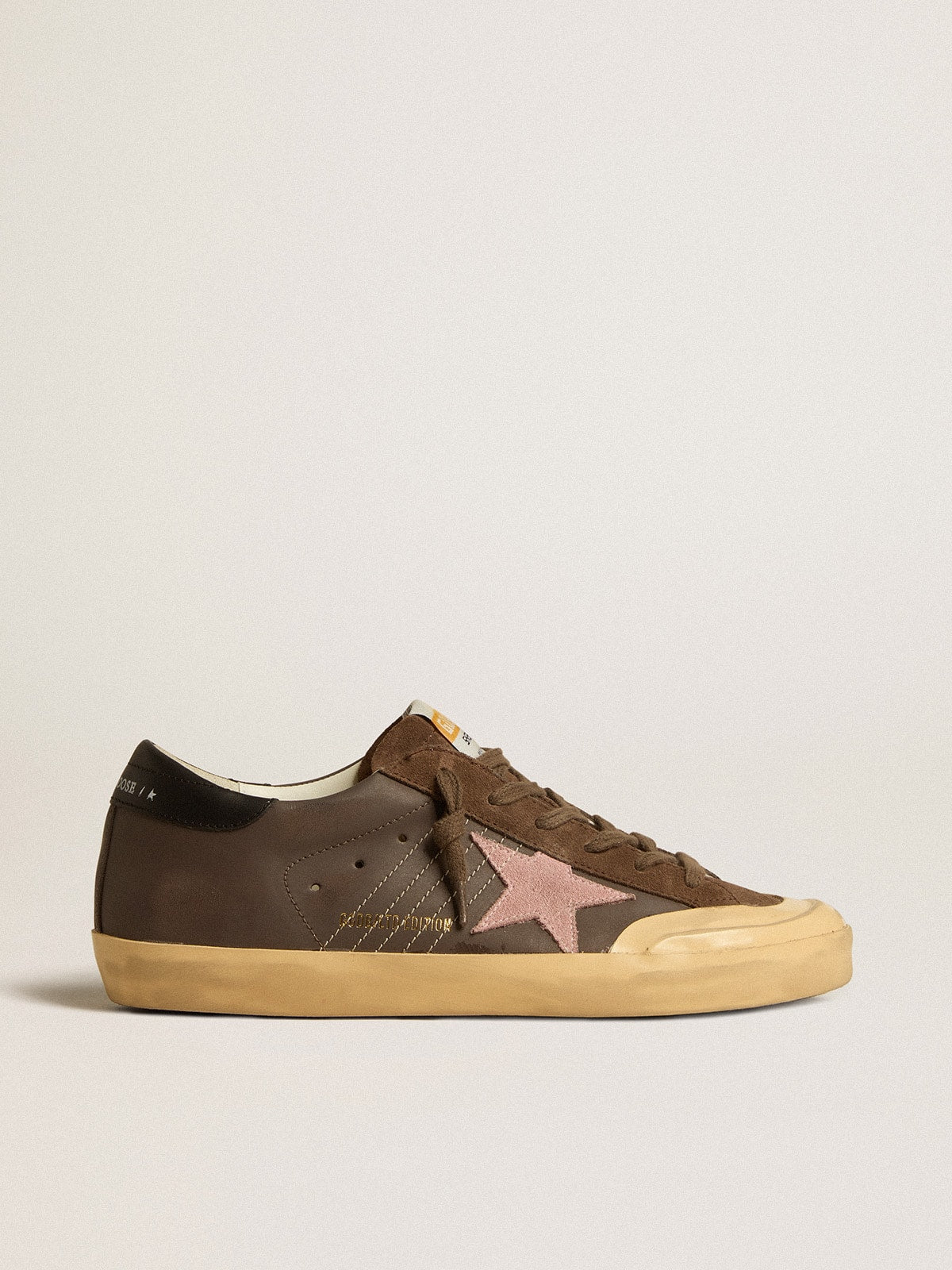 Women's Super-Star Penstar LTD in brown leather with pink suede star - Golden Goose Women