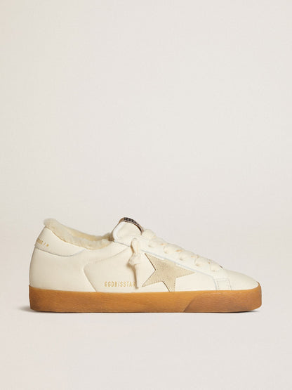 Super-Star in white nappa with suede star and shearling lining - Golden Goose Women