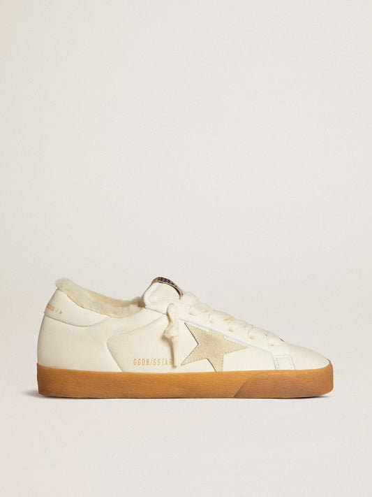 Super-Star in white nappa with suede star and shearling lining - Golden Goose Women