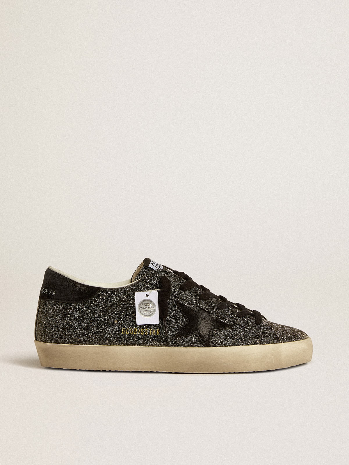 Women’s Super-Star in black Swarovski crystals with black suede star - Golden Goose Women