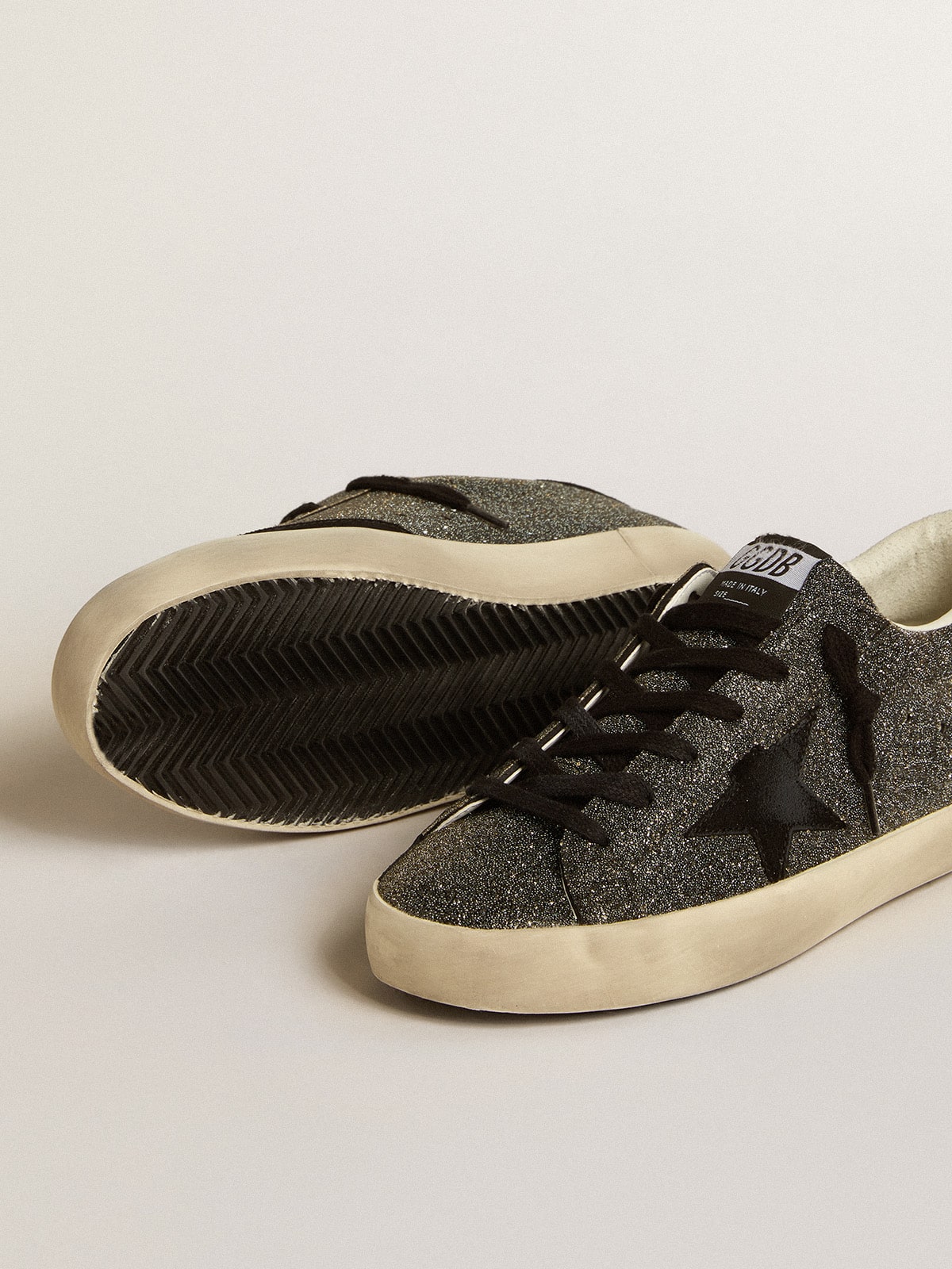 Women’s Super-Star in black Swarovski crystals with black suede star - Golden Goose Women