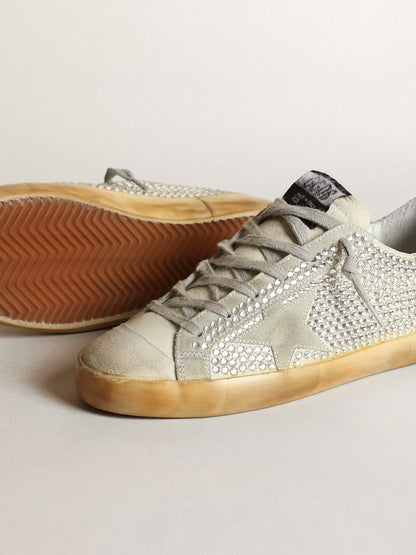 Women’s Super-Star in aged white nubuck with Swarovski crystals - Golden Goose Women