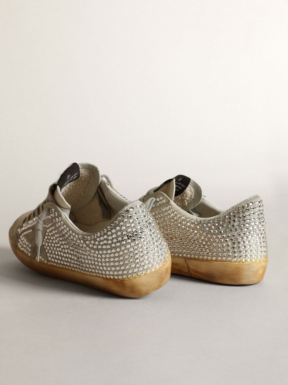 Women’s Super-Star in aged white nubuck with Swarovski crystals - Golden Goose Women