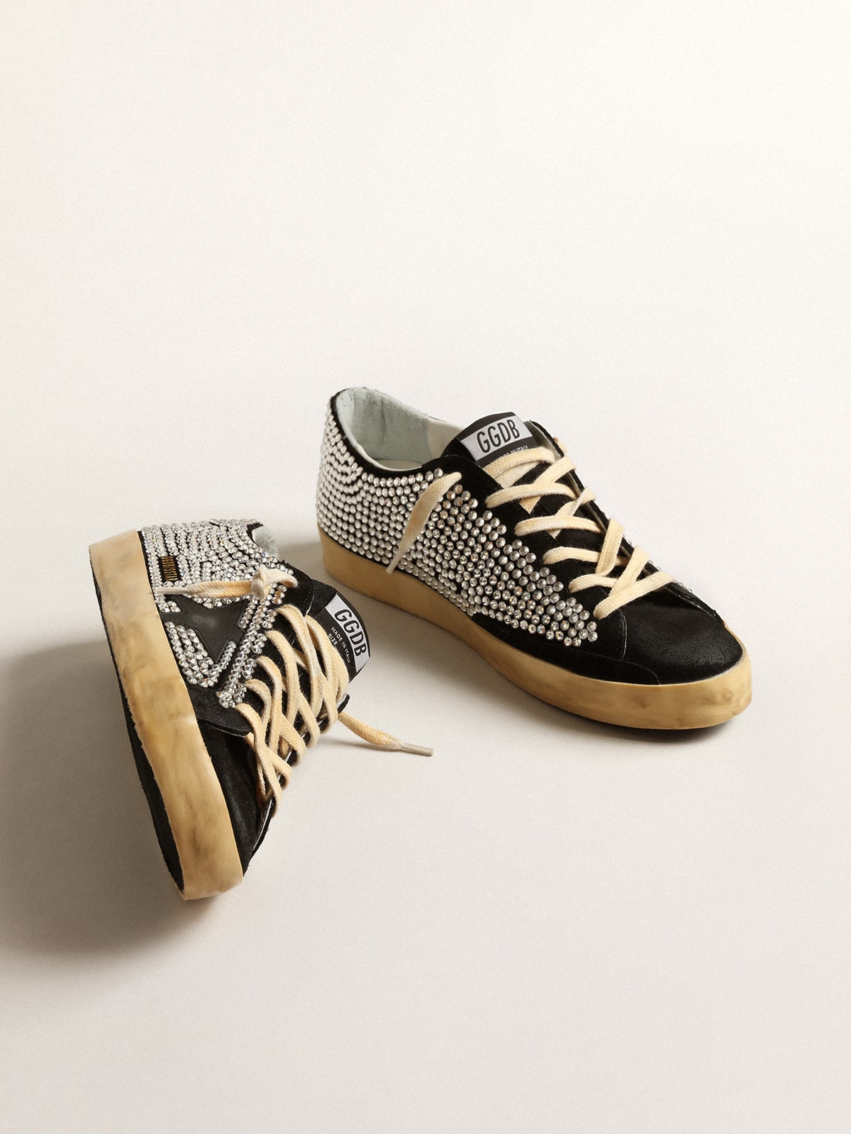 Super-Star LTD with Swarovski crystals and black leather star - Golden Goose Women