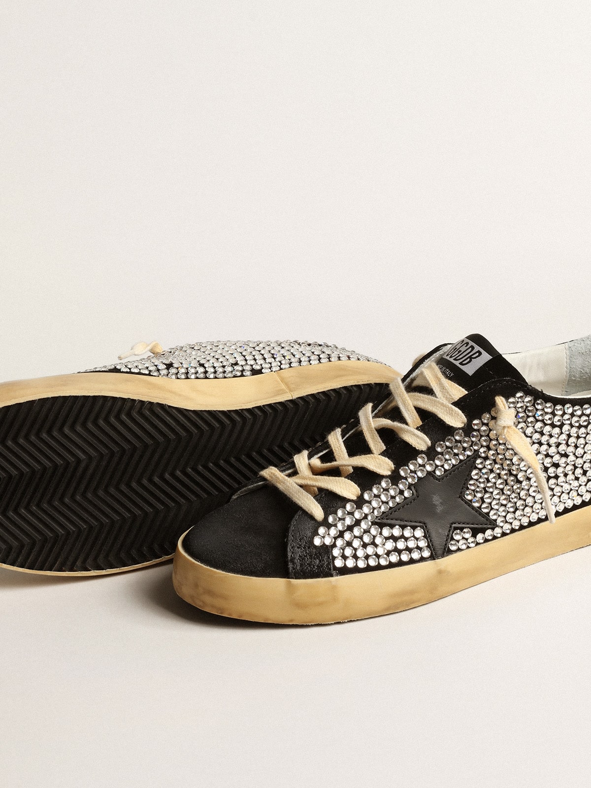 Super-Star LTD with Swarovski crystals and black leather star - Golden Goose Women