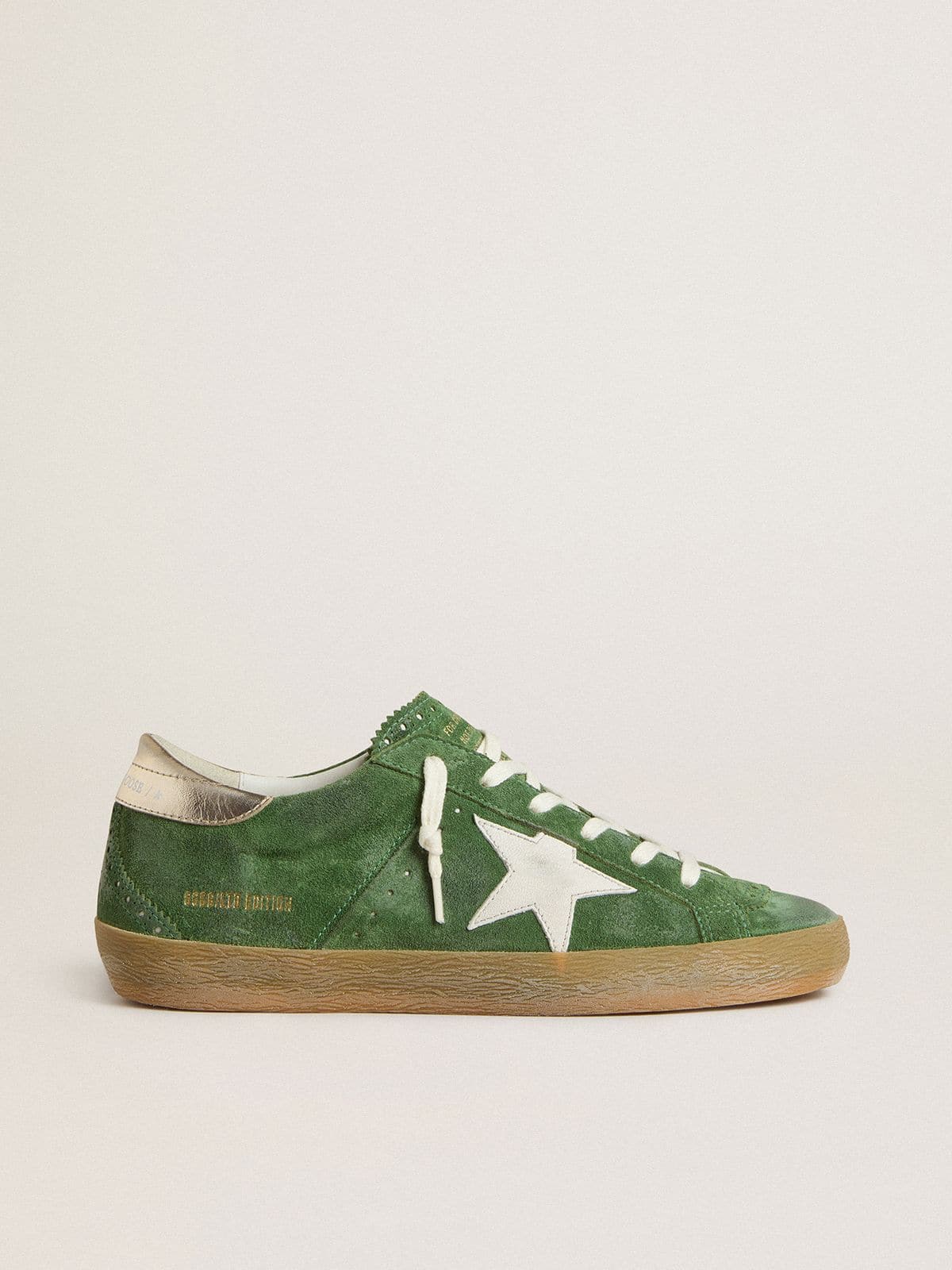 Women's Super-Star in green suede with white star - Golden Goose Women