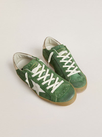 Women's Super-Star in green suede with white star - Golden Goose Women