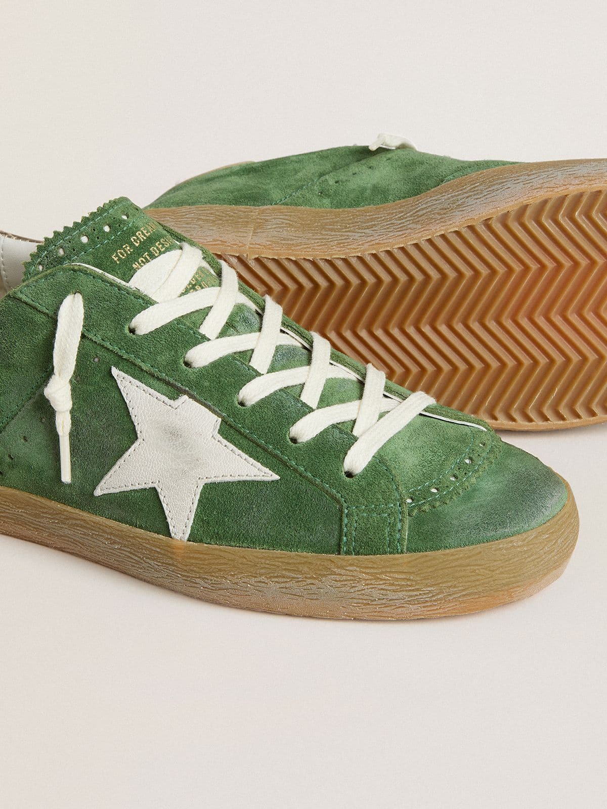 Women's Super-Star in green suede with white star - Golden Goose Women