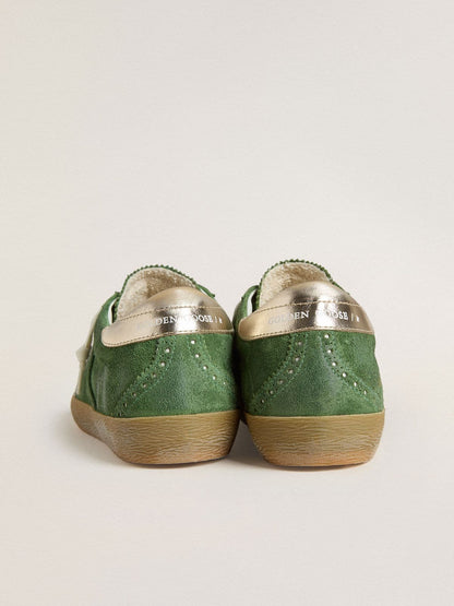 Women's Super-Star in green suede with white star - Golden Goose Women