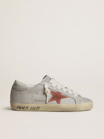 Women's Super-Star LTD in gray leather with brick-red suede star - Golden Goose Women