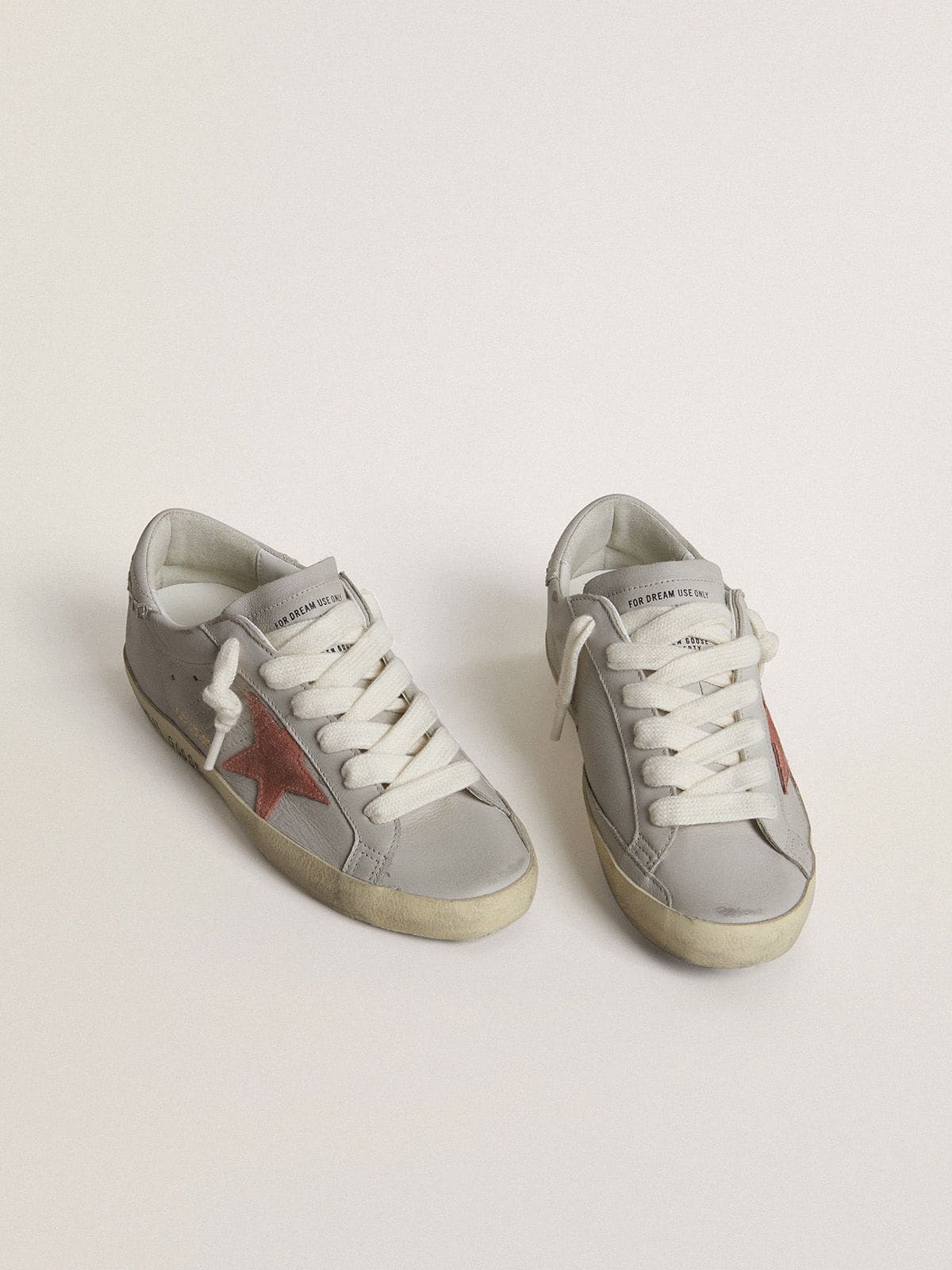 Women's Super-Star LTD in gray leather with brick-red suede star - Golden Goose Women