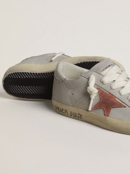Women's Super-Star LTD in gray leather with brick-red suede star - Golden Goose Women