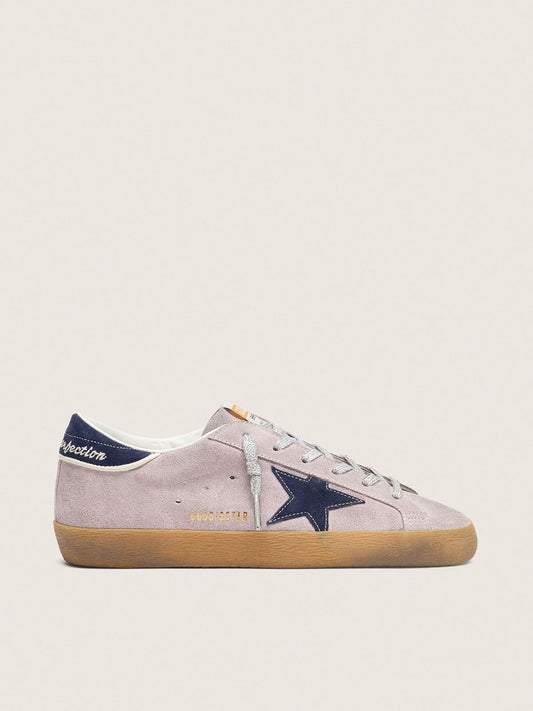 Women’s Super-Star  in lilac suede with midnight blue suede star and heel tab - Golden Goose Women