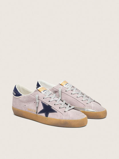 Women’s Super-Star  in lilac suede with midnight blue suede star and heel tab - Golden Goose Women