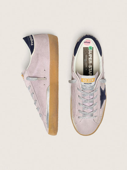 Women’s Super-Star  in lilac suede with midnight blue suede star and heel tab - Golden Goose Women