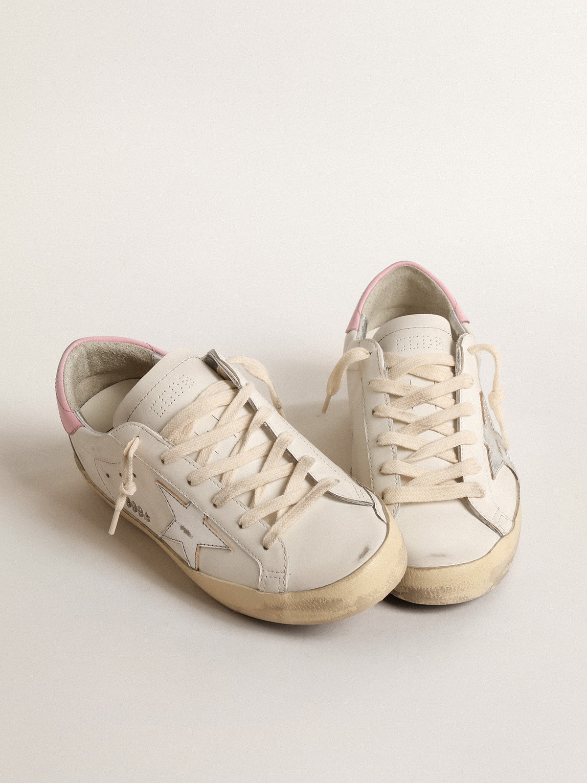 Women's Super-Star with silver leather star and pink heel tab - Golden Goose Women