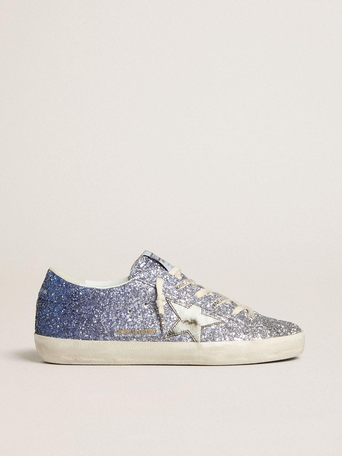 Super-Star LTD in multicolor glitter with silver metallic leather star - Golden Goose Women