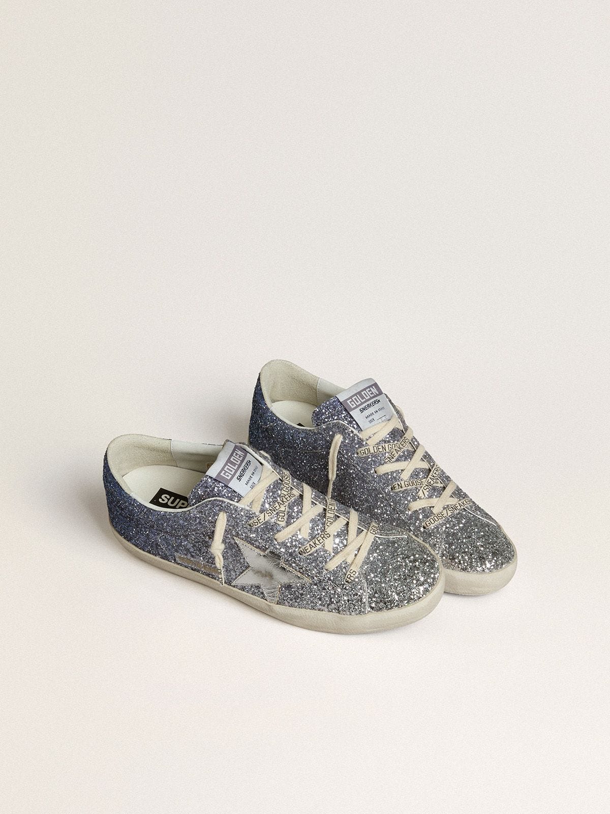 Super-Star LTD in multicolor glitter with silver metallic leather star - Golden Goose Women