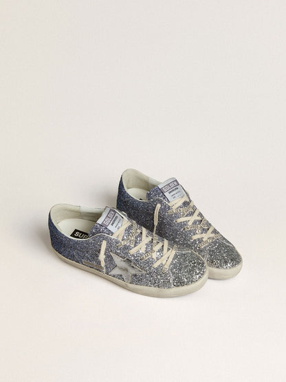 Super-Star LTD in multicolor glitter with silver metallic leather star - Golden Goose Women