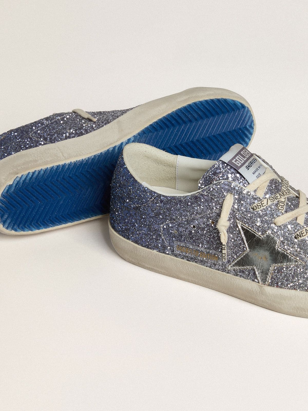 Super-Star LTD in multicolor glitter with silver metallic leather star - Golden Goose Women