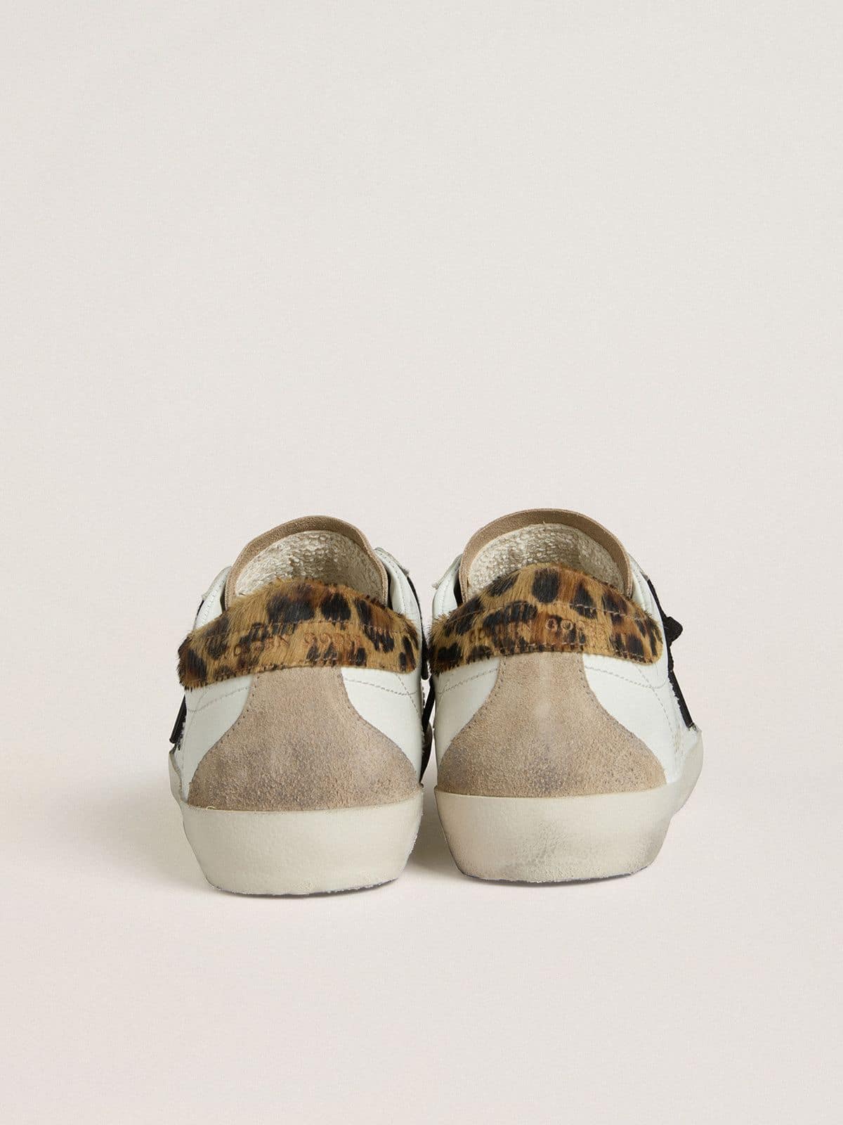 Women's Super-Star with black glitter star and leopard-print pony skin heel tab - Golden Goose Women