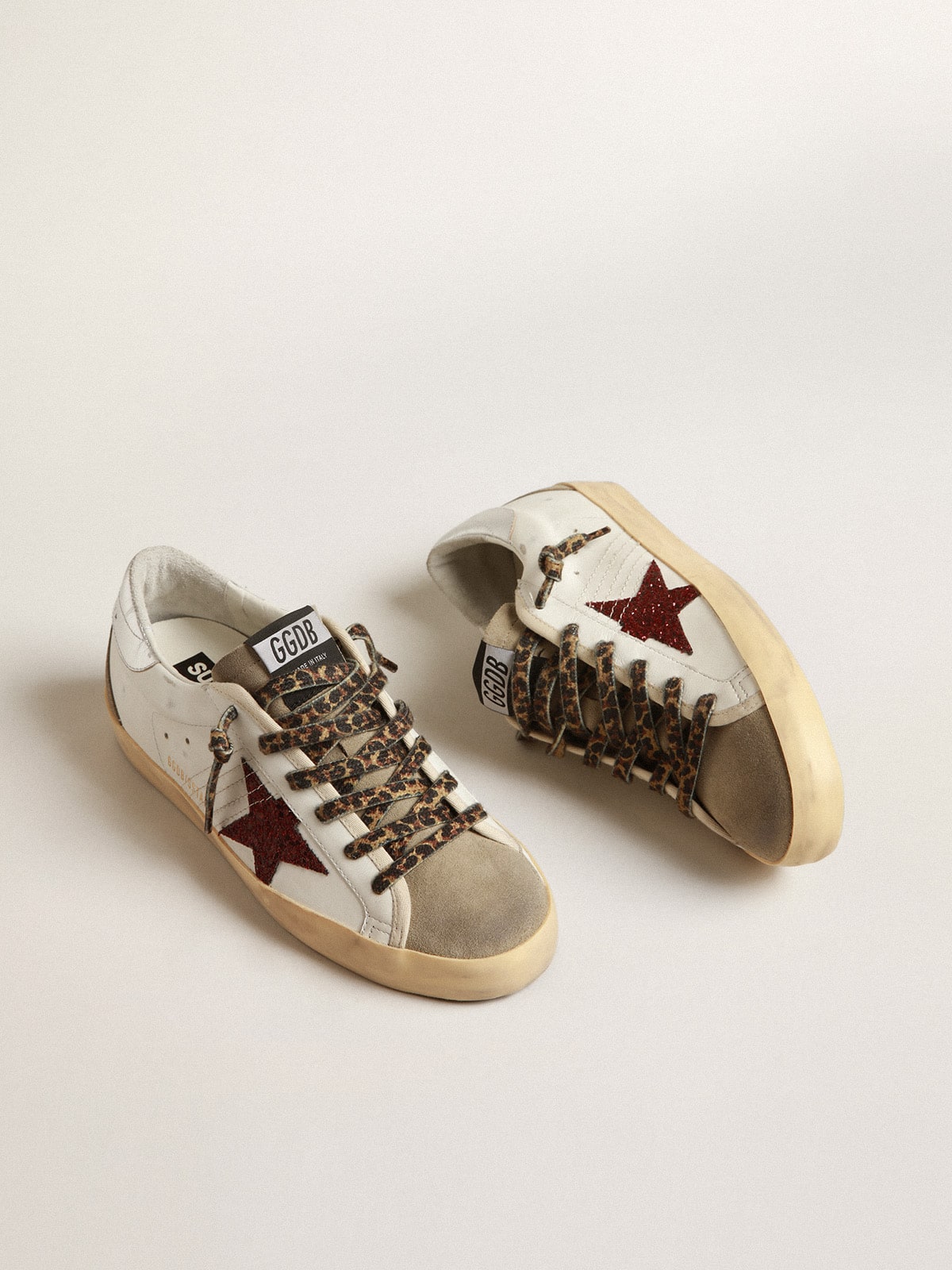 Super-Star with burgundy glitter star and silver heel tab - Golden Goose Women