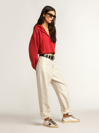 Super-Star with burgundy glitter star and silver heel tab - Golden Goose Women