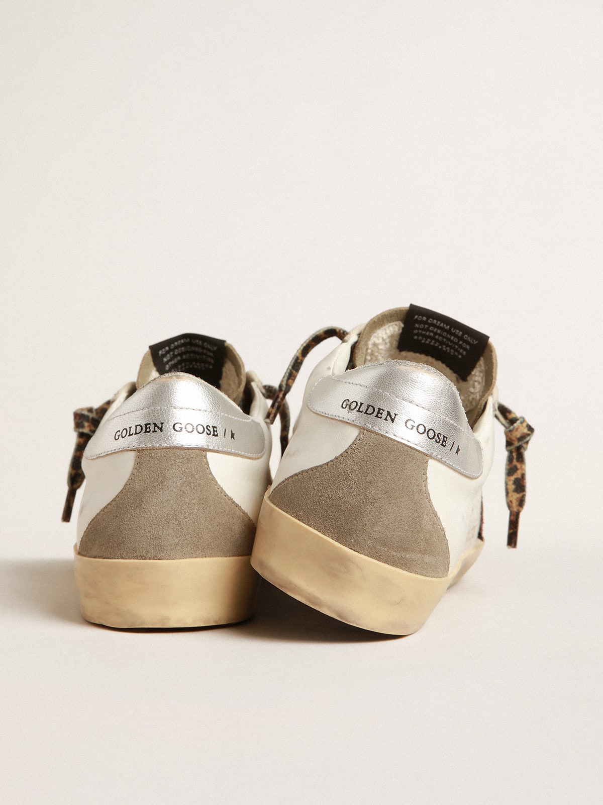 Super-Star with burgundy glitter star and silver heel tab - Golden Goose Women