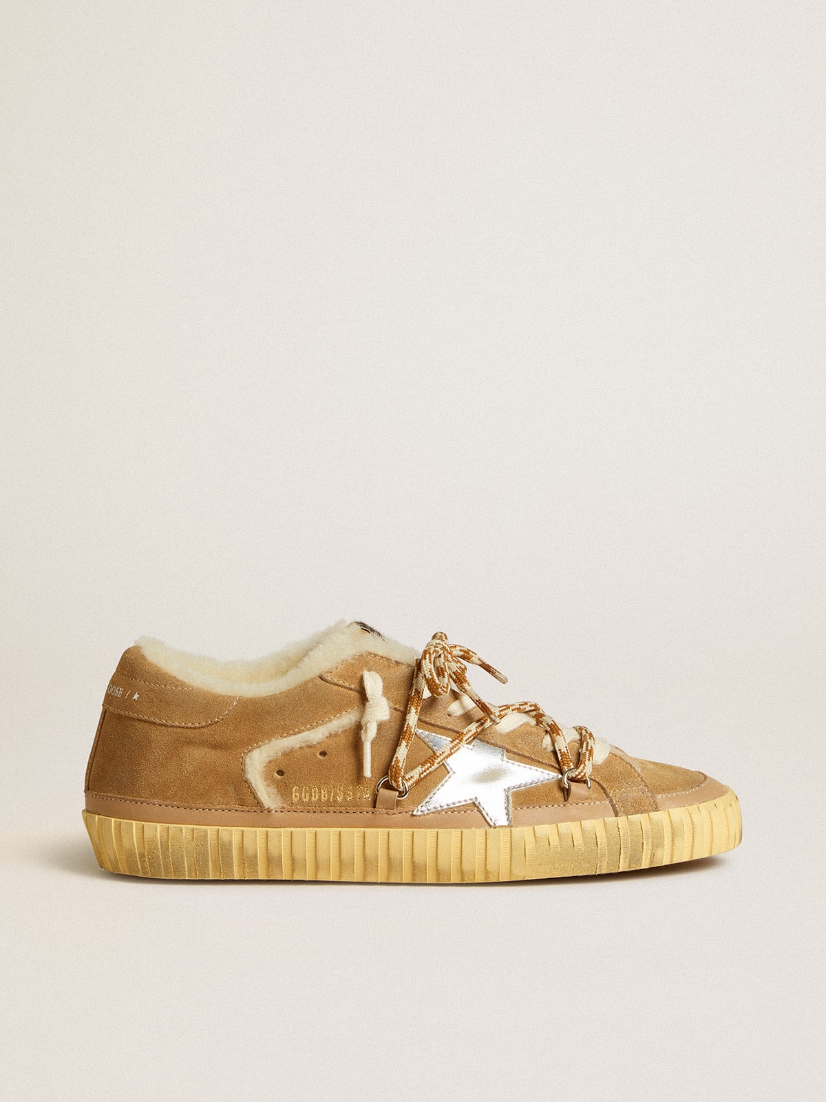 Super-Star in beige suede and shearling with metallic leather star - Golden Goose Women