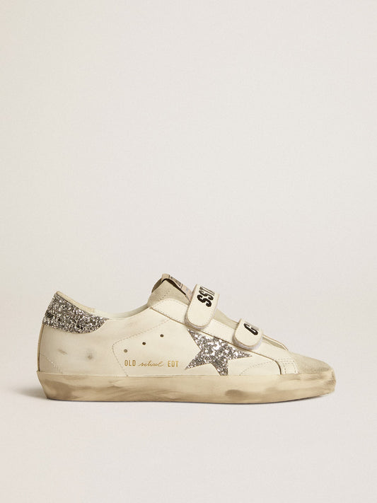 Women’s Old School with silver glitter star and ice-gray suede tongue - Golden Goose Women