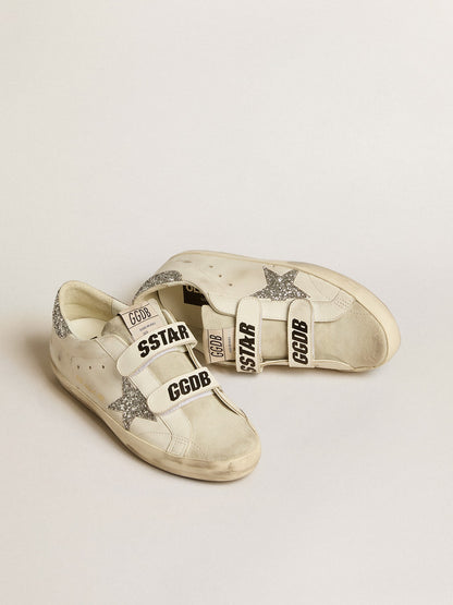 Women’s Old School with silver glitter star and ice-gray suede tongue - Golden Goose Women